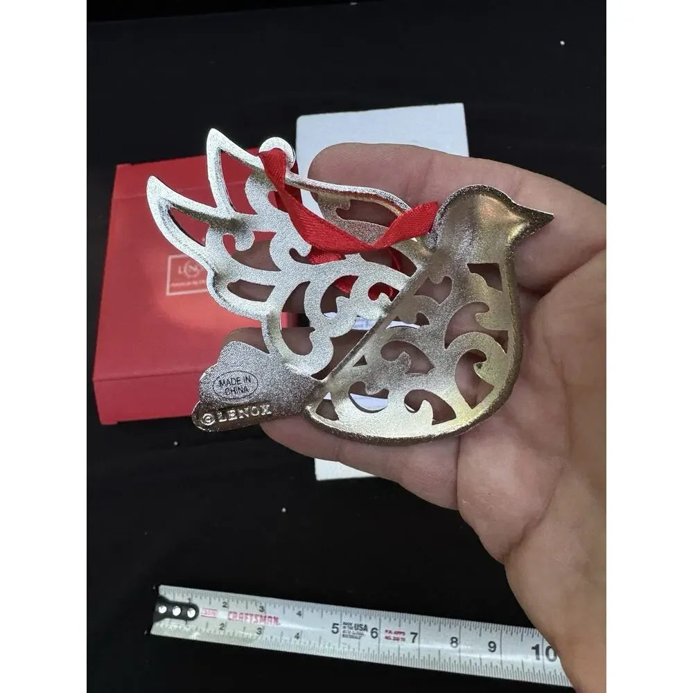 Lenox Sparkle And Scroll SILVERPLATED JEWELED Dove Bird Ornament MIB -S1T